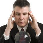 Businessman looks into crystal ball