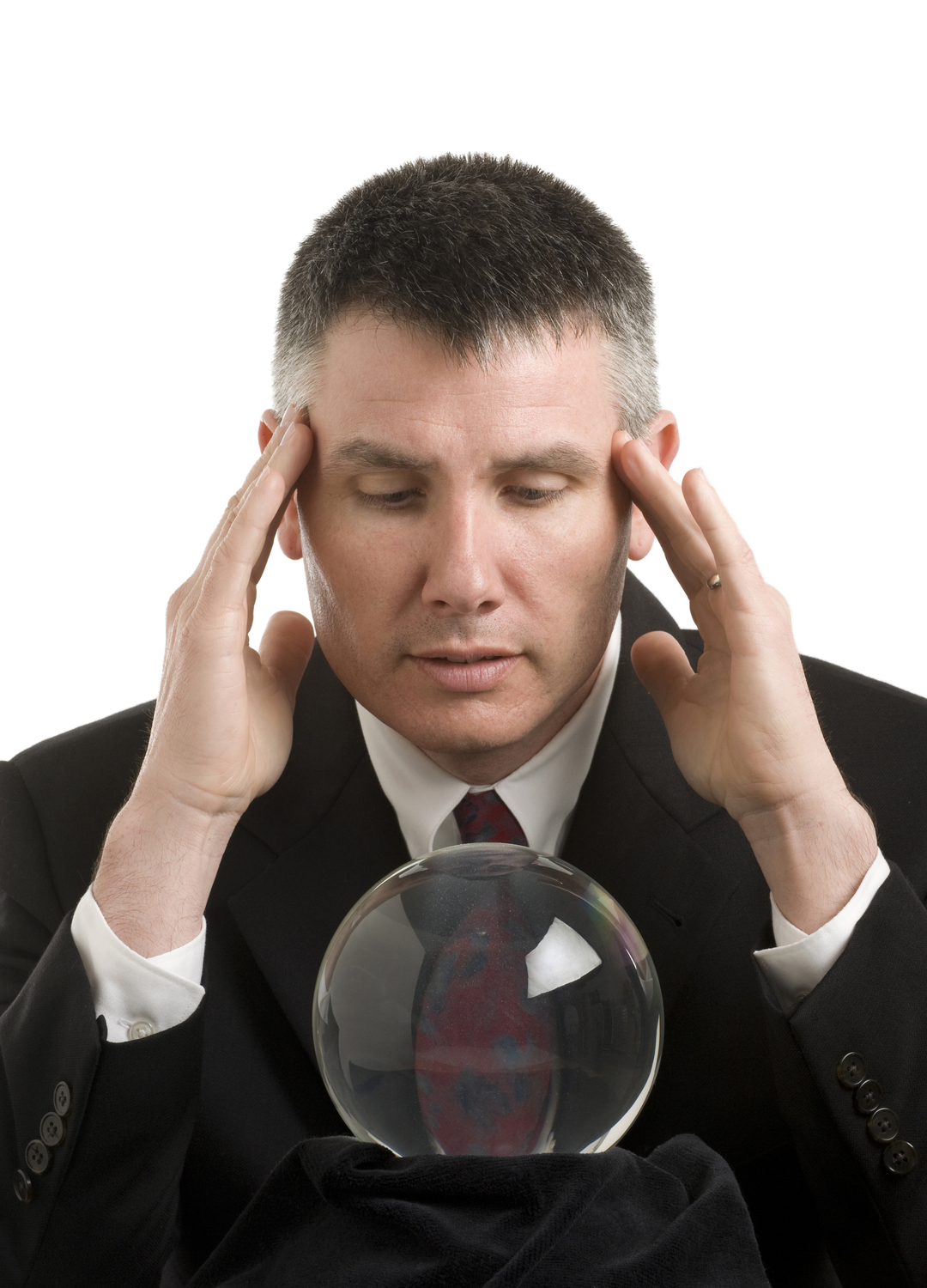 Businessman looks into crystal ball