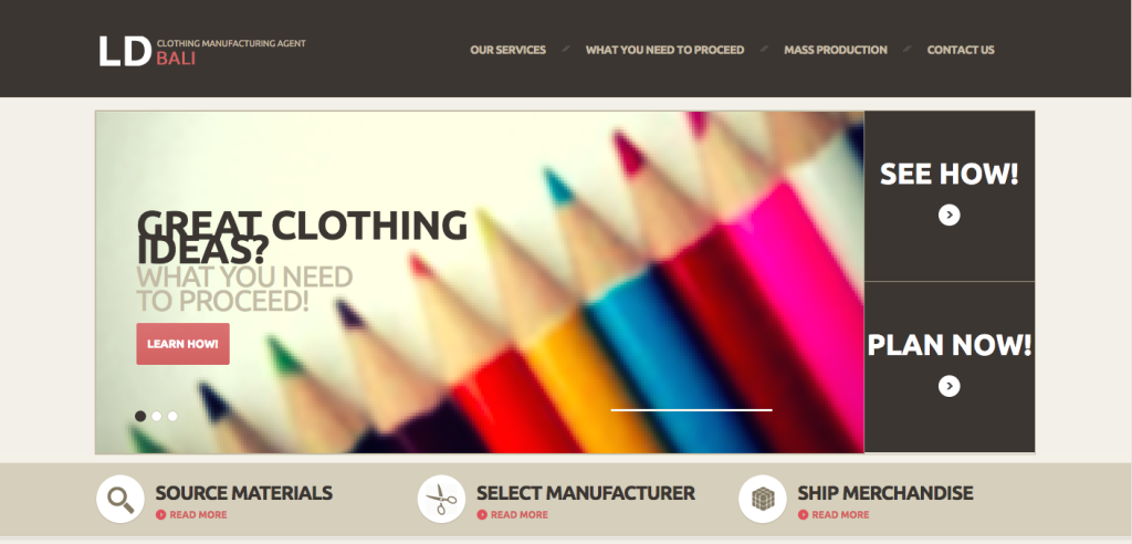 Clothing Manufacturing Agent Bali's homepage.