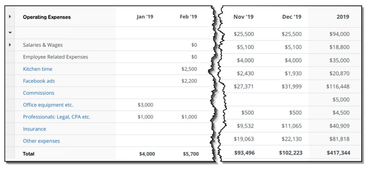 expense budget in business plan