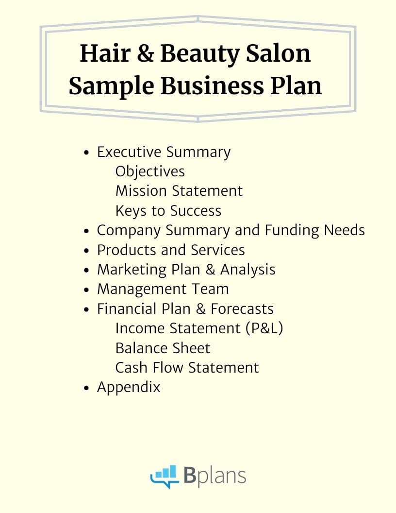 sample business plan for a beauty salon