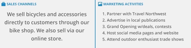 Outline your business tactics including sales channels and marketing.